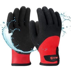 Kaygo KG140W Winter Work Gloves Waterproof Thermal Crinkle Grip Red Black S 7
